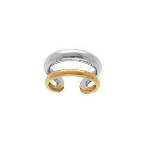 BAGUE ACIER BICOLORE OUVERTE RÉGLABLE 2 RANGS