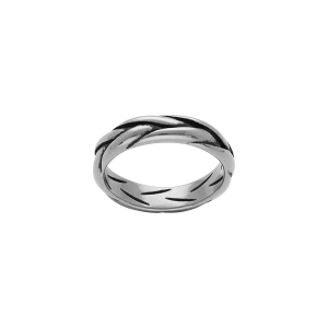 BAGUE ACIER PATINÉE TRESSE 4 MM