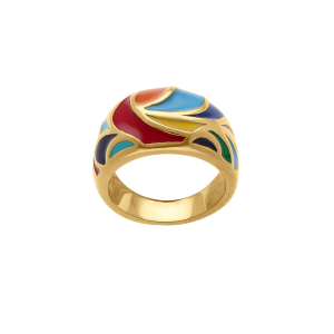 BAGUE ACIER DORÉ JAUNE STELLA MIA  RÉSINE MULTICOULEUR