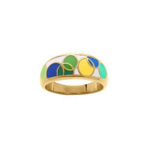 BAGUE ACIER DORÉ STELLA MIA 9MM RÉSINE BLEU ET VERT