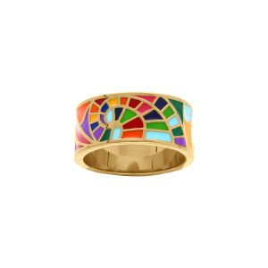 BAGUE ACIER DORÉ STELLA MIA 10MM RÉSINE MULTI COULEUR
