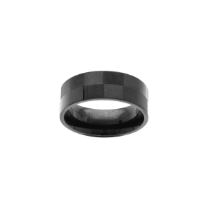 BAGUE ACIER PVD NOIR RUBAN 8MM DAMIER