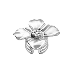BAGUE ACIER FLEUR DIM 37 X 37  RÉGLABLE