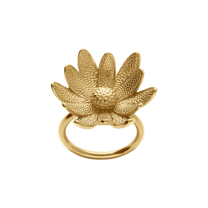 BAGUE ACIER DORÉ FLEUR