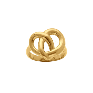 BAGUE ACIER DORÉ ENTRELACÉE