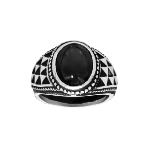 BAGUE ACIER ONYX NOIR IMITATION