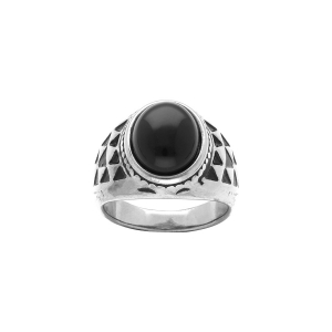 BAGUE ACIER ONYX NOIR IMITATION