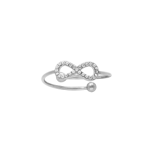 BAGUE ACIER RÉGLABLE INFINI OXYDES BLANCS SERTIS