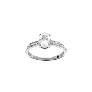 BAGUE ACIER ALLIANCE RAIL OXYDES BLANCS SERTIS ET 1 OXYDE AU CENTRE