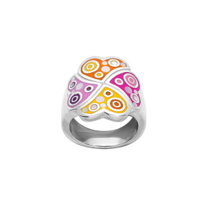 BAGUE ACIER STELLA MIA TREFLE RÉSINE MULTI COULEUR ET NACRE