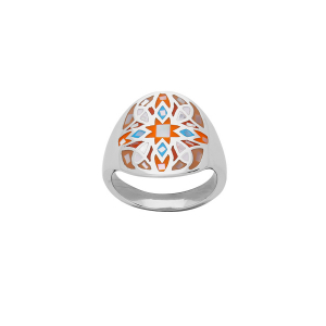 BAGUE ACIER STELLA MIA MOSAIQUE RÉSINE MULTI COULEUR ET NACRE