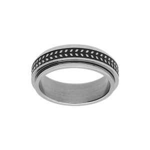 BAGUE ACIER PATINÉE ANTI STRESS MOTIF CHEVRONS