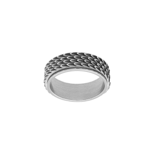 BAGUE ACIER PATINÉE ANTI STRESS MOTIF