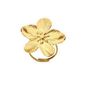 BAGUE ACIER DORÉ FLEUR 30MM