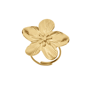 BAGUE ACIER DORÉ FLEUR 30MM