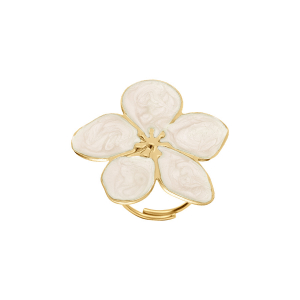 BAGUE ACIER DORÉ STELLA MIA NACRÉ BLANC FLEUR 30MM