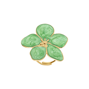 BAGUE ACIER DORÉ STELLA MIA NACRÉ VERT CLAIR FLEUR 30MM
