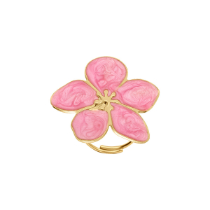 BAGUE ACIER DORÉ STELLA MIA NACRÉ ROSE FLEUR 30MM