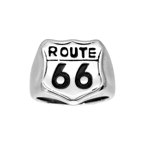 BAGUE ACIER ROUTE 66 RÉSINE NOIRE