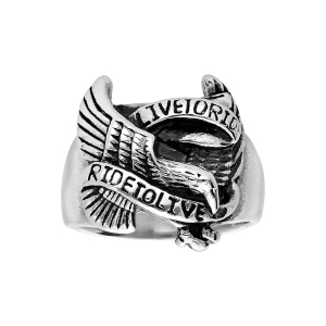 BAGUE ACIER AIGLE BIKER