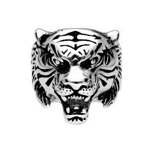 BAGUE ACIER TETE DE TIGRE