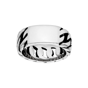 BAGUE ACIER MAILLE GOURMETTE AVEC PLAQUE A GRAVER