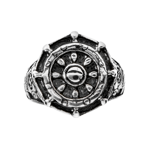 BAGUE ACIER ROUE BATEAU PATINÉ