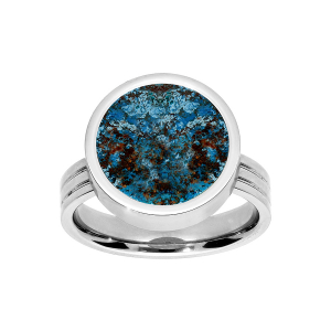 BAGUE ACIER RONDE CHRYSOCOLLE VÉRITABLE