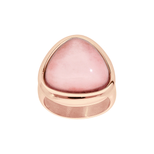 BAGUE ACIER ET PVD ROSE PIERRE NATURELLE QUARTZ ROSE