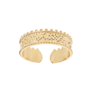 BAGUE ACIER ET PVD DORÉ RÉGLABLE RUBAN MARTELÉ