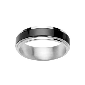 BAGUE ACIER ET PVD NOIR ANTI STRESS