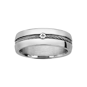 BAGUE ACIER CABLE AU CENTRE ET VIS CRUCIFORME