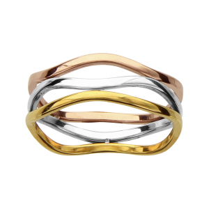 BAGUE ACIER 3 ANNEAUX ONDULES 3 TONS