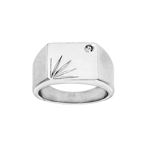 CHEVALIERE ACIER CARRÉ DIAMANTE ETOILE AVEC STRASS