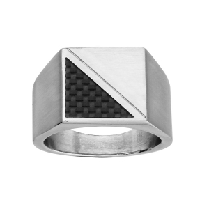 CHEVALIERE ACIER PLATEAU CARRÉ STRIE AVEC CARBONE