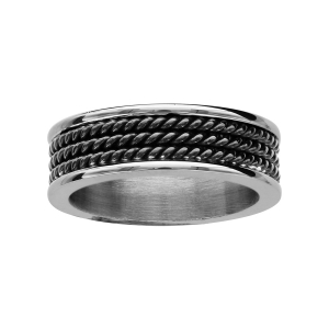 BAGUE ACIER FILS TORSADES PVD NOIR