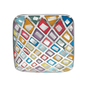 BAGUE ACIER STELLA MIA CARRÉ AVEC NACRE COULEUR PASTEL