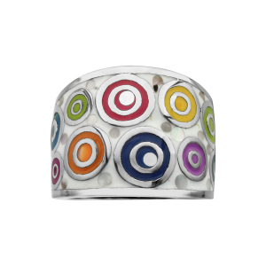 BAGUE ACIER STELLA MIA LARGE  MOTIF ROND AVEC NACRE