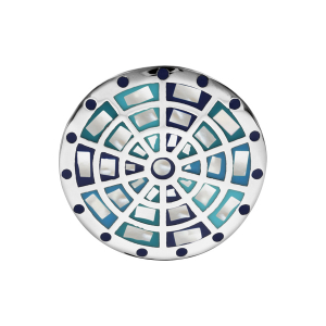 BAGUE ACIER STELLA MIA PLATEAU ROND MOTIF DEGRADE BLEU AVEC NACRE