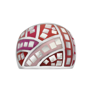 BAGUE ACIER STELLA MIA STYLE JONC BOMBE DEGRADE ROSE AVEC NACRE