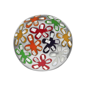 BAGUE ACIER STELLA MIA RONDE BOMBE MOTIF FLEURS MULTICOULEUR AVEC NACRE