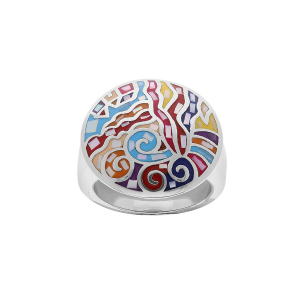 BAGUE ACIER STELLA MIA RONDE MULTICOULEUR AVEC NACRE