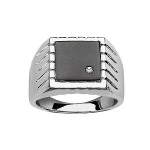 PETITE CHEVALIERE ACIER FORME CARRÉ 11 X 11 MM PLATEAU PVD NOIR AVEC OXYDE