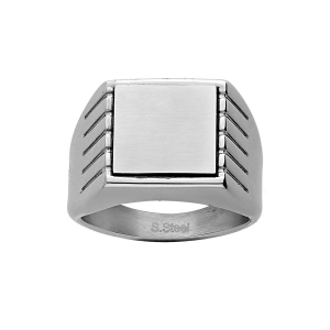 CHEVALIERE ACIER PLATEAU CARRÉ 13 X 13MM SATINE