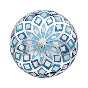 BAGUE ACIER RONDE BOMBEE STELLA MIA DEGRADE BLEU CIEL ET NACRE BLANCHE
