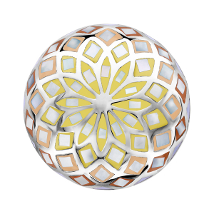BAGUE ACIER RONDE BOMBEE STELLA MIA DEGRADE JAUNE ORANGE ET NACRE BLANCHE
