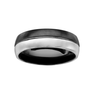 ALLIANCE ACIER DOUBLE ANNEAUX 1 LISSE 1 PVD NOIR
