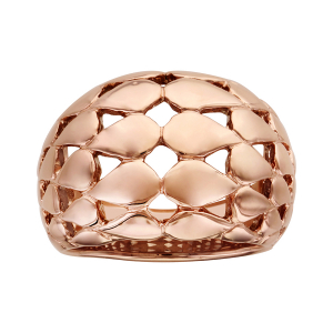 BAGUE ACIER ET PVD ROSE BOMBEE AJOUREE