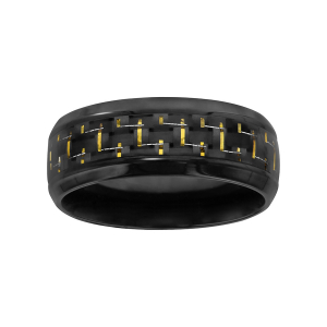 ALLIANCE ACIER ET PVD NOIR AVEC CARBONE REFLET COULEUR DORE