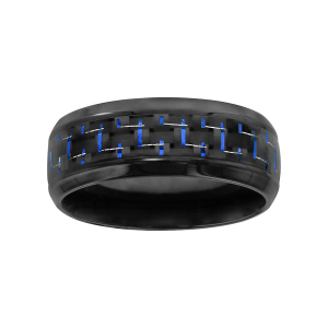 ALLIANCE ACIER ET PVD NOIR AVEC CARBONE REFLET BLEU